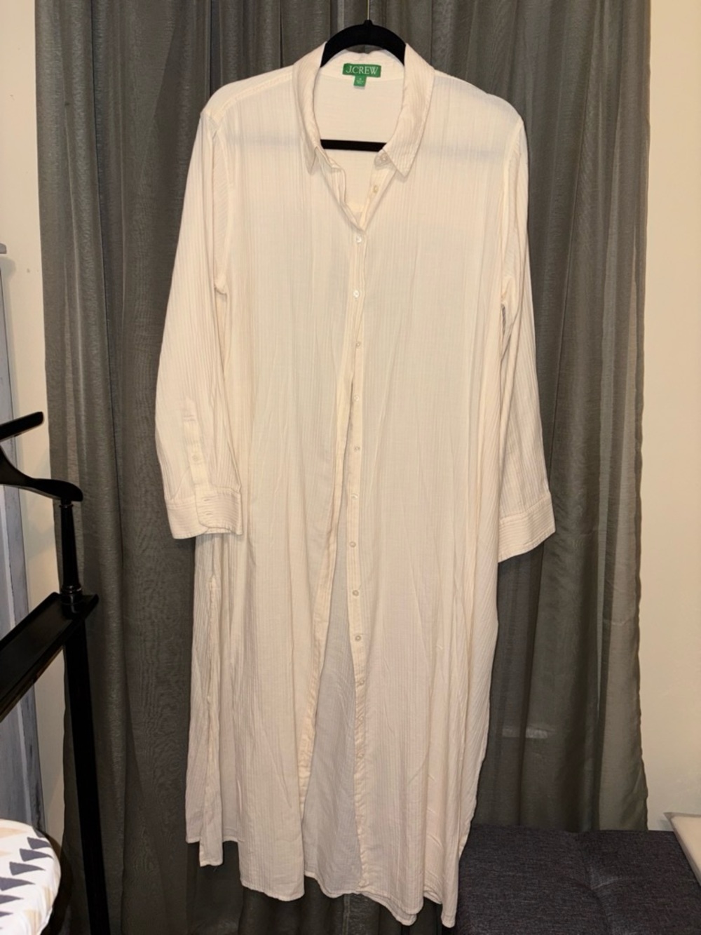 J.Crew Ivory Textured Button-Up Beach Cover up M